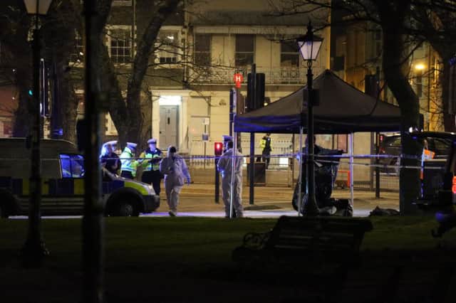 Police at Old Steine after a fatal hit and run in Brighton (Photograph: Eddie Mitchell) SUS-171101-115325001
