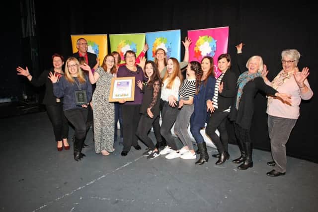 DM17311542a.jpg. Crawley Community Awards, 2017. Winners of the Performing Arts award - COS Musical Theatre, presented by Dave Watmore. Photo by Derek Martin SUS-171103-011816008