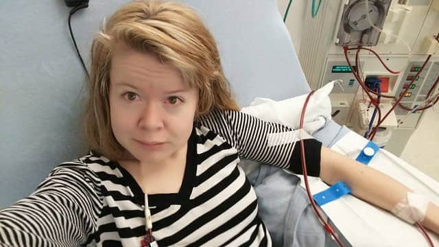 Kirsty Biss on dialysis at hospital