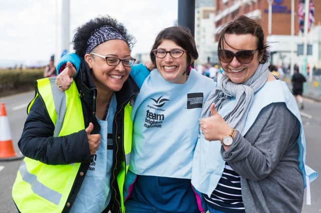 Brighton Marathon volunteers (Photograph: Kevin Meredith) SUS-170314-094203001