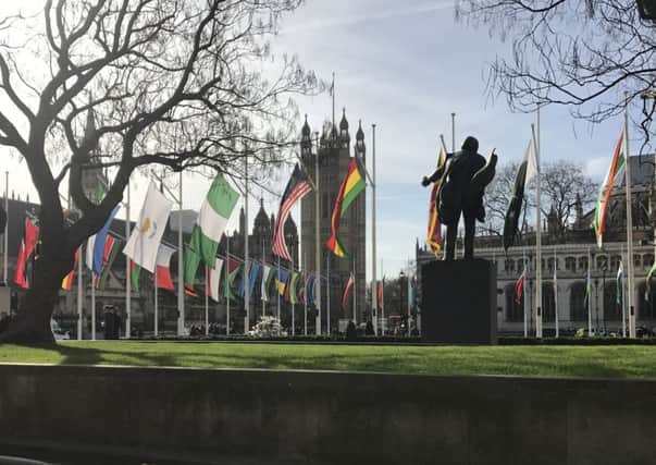 Commonwealth flags in Parliament Square