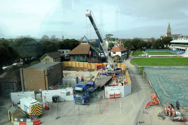 Construction works at Devonshire Park, Eastbourne (Photo by Jon Rigby)