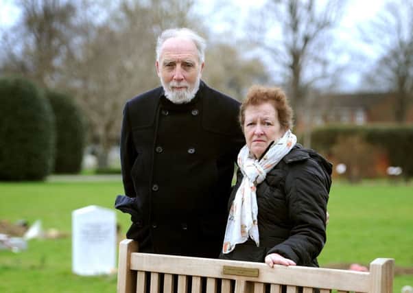 Terry and Pauline Collett with a bench dedicated to their son Oliver's memory. Pic Steve Robards SR1703613 SUS-170227-150509001