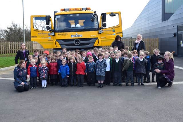Burfield Academy in Hailsham, with one of the new county gritters SUS-170315-164103001
