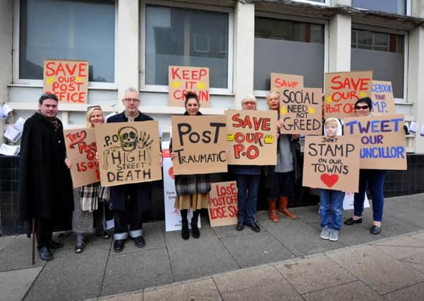 Last November's protest outside the post office in London Road, St Leonards. SUS-160511-145244001