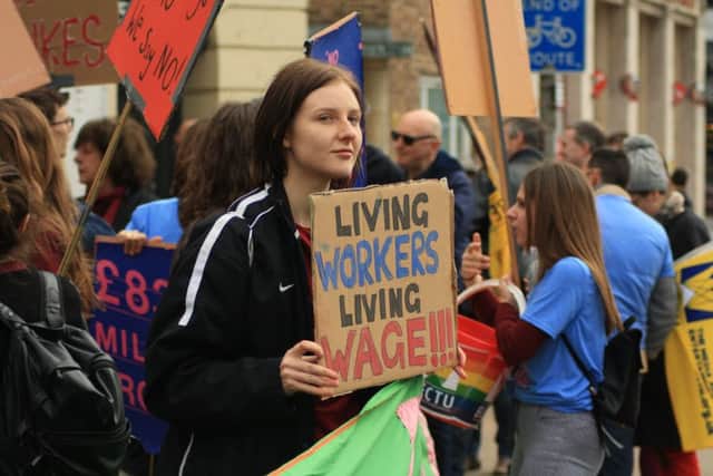 Sussex University student Megan Freeburn joined the strikers: "Everyone should have a living wage" SUS-170320-154655001