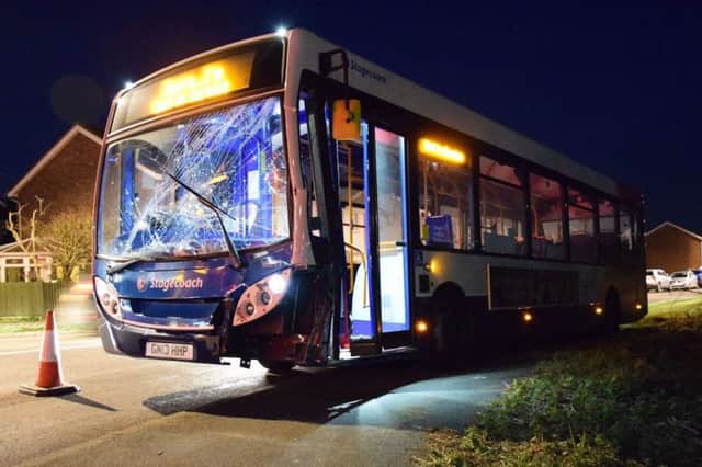 Bus crash at Langney. SUS-170322-085902001