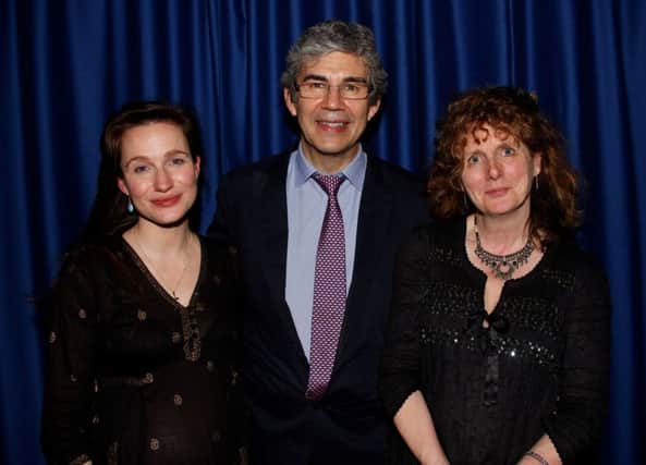 David Nott with his wife, Elly, left, and event organiser Bis Culley. Picture: Clive Bennett