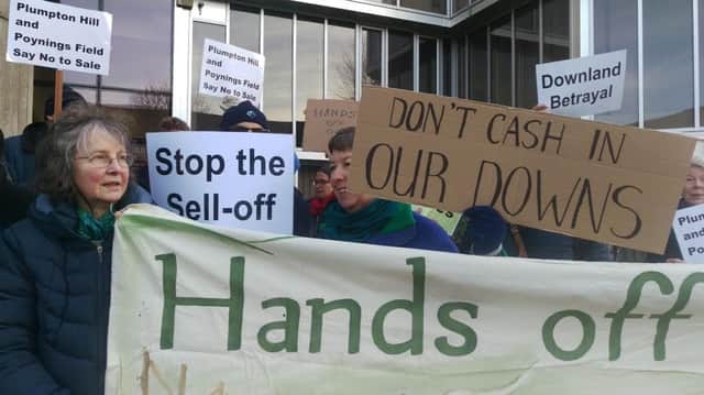 Protest over downland sale (Photograph: Brenda Pollack)