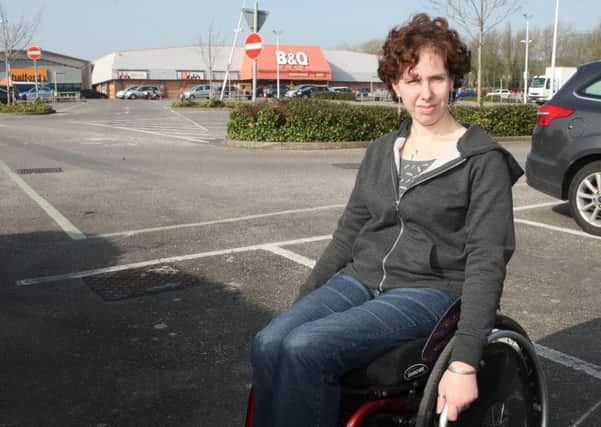 Michelle Riddy, 36,  feels the B&Q in Downland Business Park ignores disabled people even exist. Picture: Derek Martin