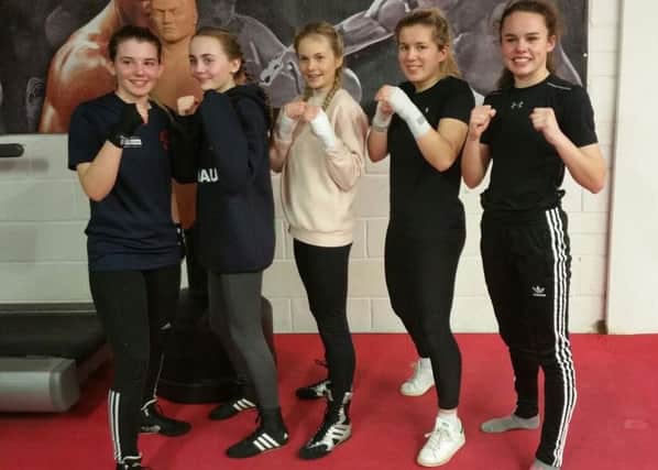 St Gerards' Holly Heffron, far right, with some of her sparring partners at Brighton