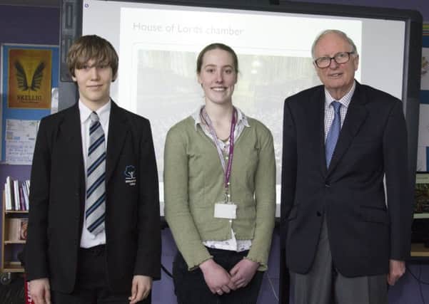 Alex Conway and Erin Collins with Lord Luce