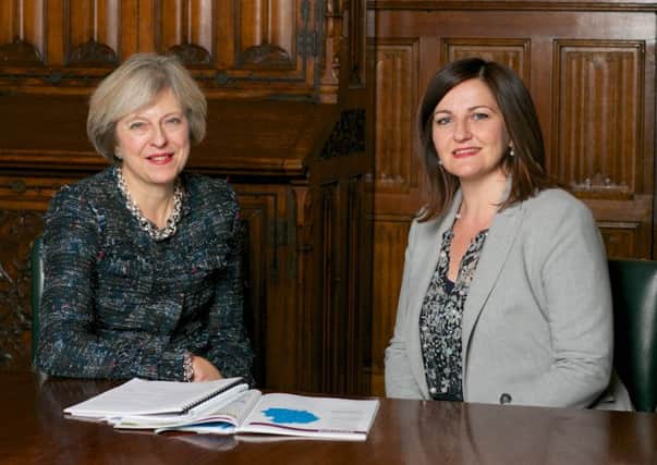 Prime Minister Teresa May and Eastbourne MP Caroline Ansell SUS-170323-102313001