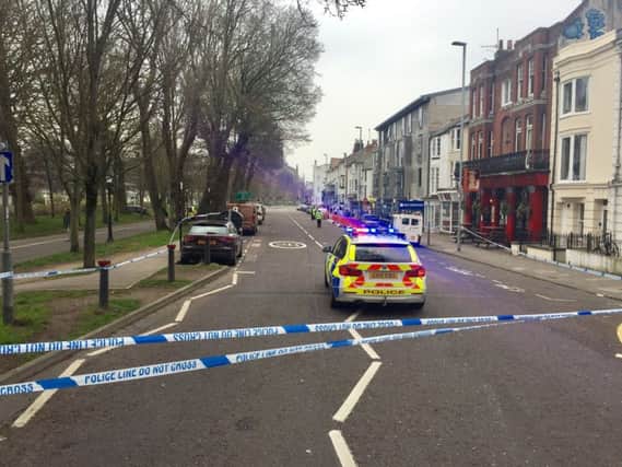 Police sealed off Ditchling Road after a collision involving a pedestrian and a car (Photograph: Eddie Mitchell) SUS-170324-101854001