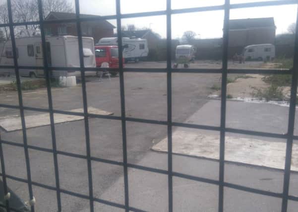 Caravans at the Horsham dairy crest site pictured back in March