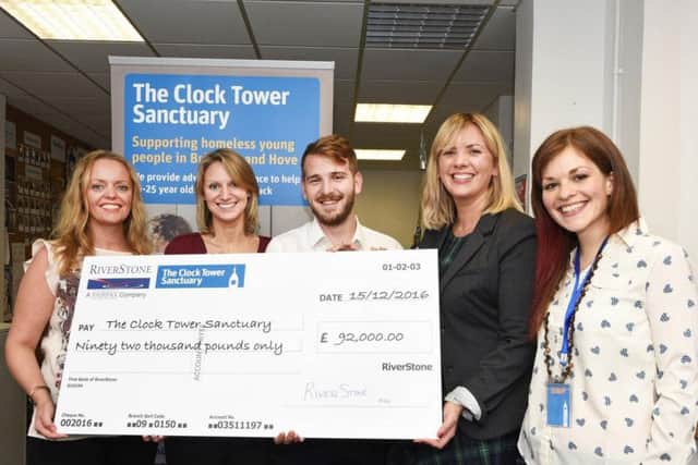 Sam Binks, Sophie Urwin annd Robbie Vaughan of RiverStone Management Limited, with Kate Kirkham CEO and Natalie Borg - development manager of The Clock Tower Sanctuary