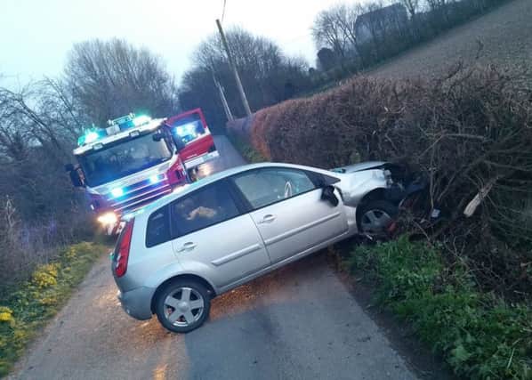 Coombes Road single vehicle collison. Picture: Adur and Worthing Police