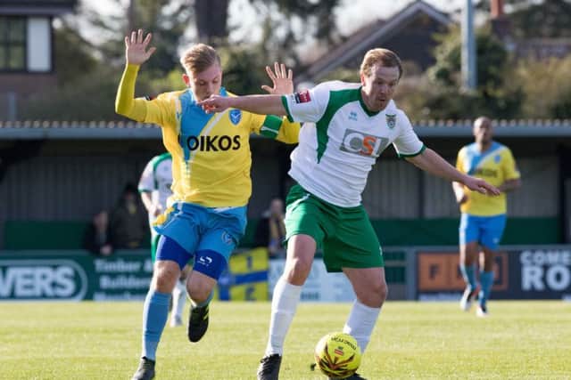 Hat-trick hero James Fraser in action against Canvey Island / Picture by Tim Hale