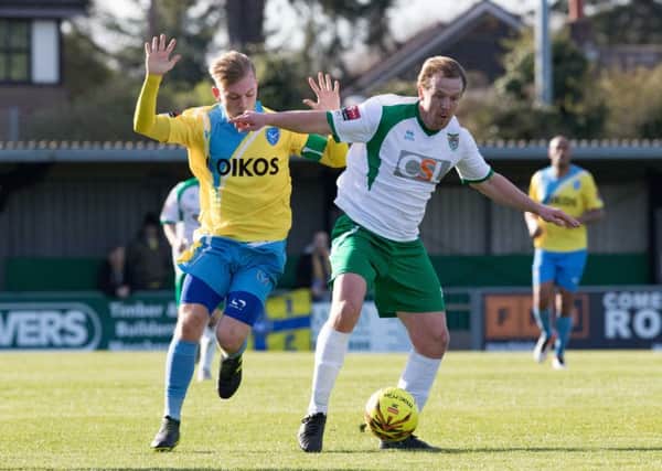 Hat-trick hero James Fraser in action against Canvey Island / Picture by Tim Hale