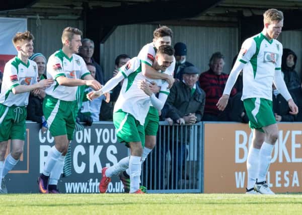 The Rocks players celebrate Jimmy Muitt's goal / Picture by Tim Hale