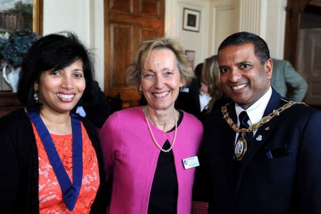 Haywards Heath mayor Sujan Wickremaratch and his wife with Virginia. Picture: Steve Robards