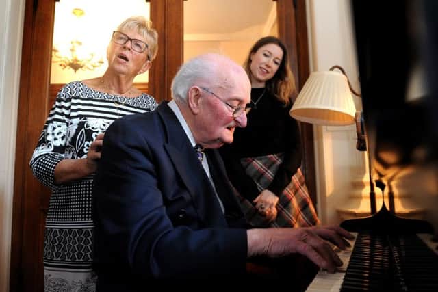Alan Woolven, 87, who once accompanied Dame Vera, played the piano at the tea party. Picture: Steve Robards