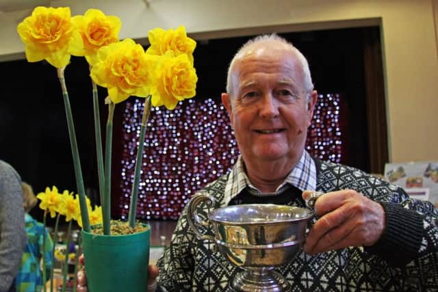 Alasdair MacCulloch, known as Mac, won the Gilbert Parry Cup for the best vase of narcissi. Picture: Claudio Valentini