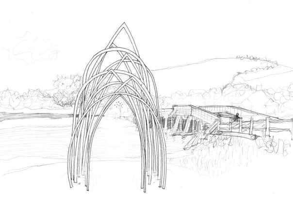 Initial ideas for the Shoreham Airshow memorial. This element, on the east bank of the Old Toll Bridge, shows how a collection of arches might look. Image courtesy of Jane Fordham and David Parfitt SUS-170328-091114001