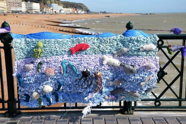 Yarn Bomb weekend on Hastings Pier. Photo by Sid Saunders. SUS-170327-075459001