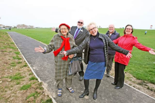 Councillors on the new path in Beach Green