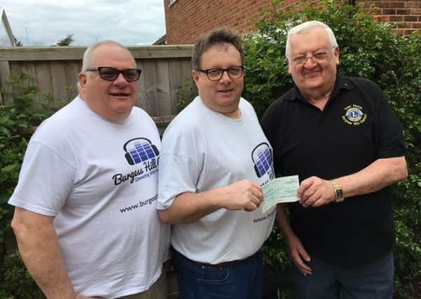 Jerry Bradford and Steve Bird from Burgess Hill Community Radio and Lion Tony Parris