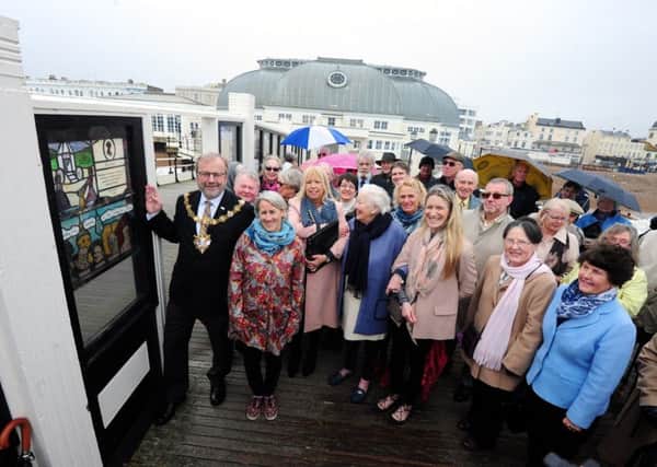 The unveiling of the new memorial window near Worthing Pier to comemorate the work of the past chairmen of the Worthing Society by the Mayor of Worthing Sean McDonald. Picture: Kate Shemilt