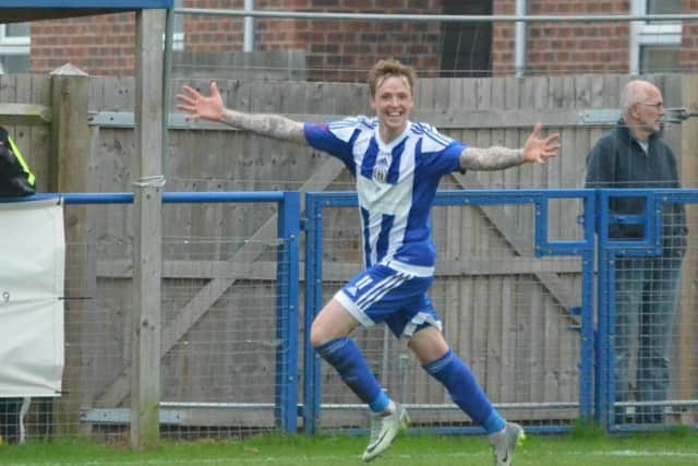 Saunders celebrates a goal earlier in the season. Picture by Grahame Lehkyj