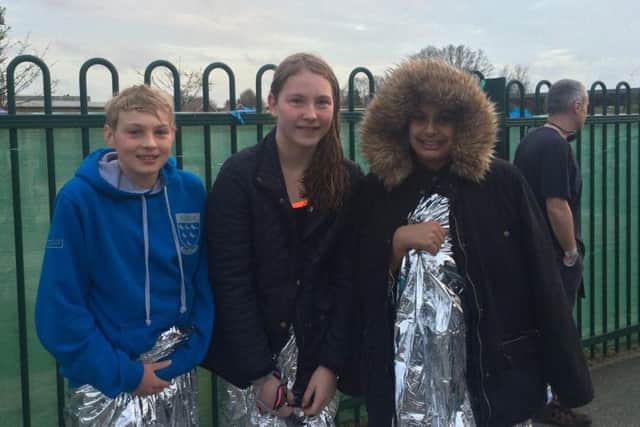 Luke Gausden, Isabella Spicer and Kiran Sandhu, all 12, were evacuated from neighbouring Billingshurst Leisure Centre as a precuation