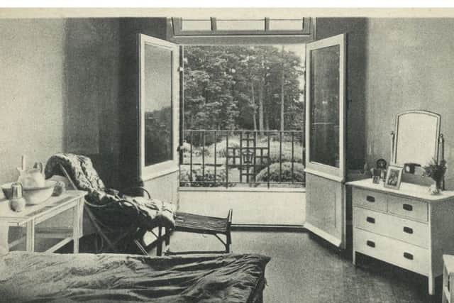 A patient's bedroom and balcony