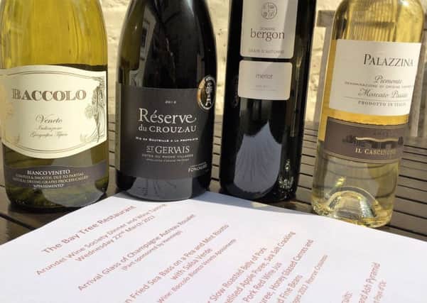 Wines for the Arundel Wine Society annual tasting dinner