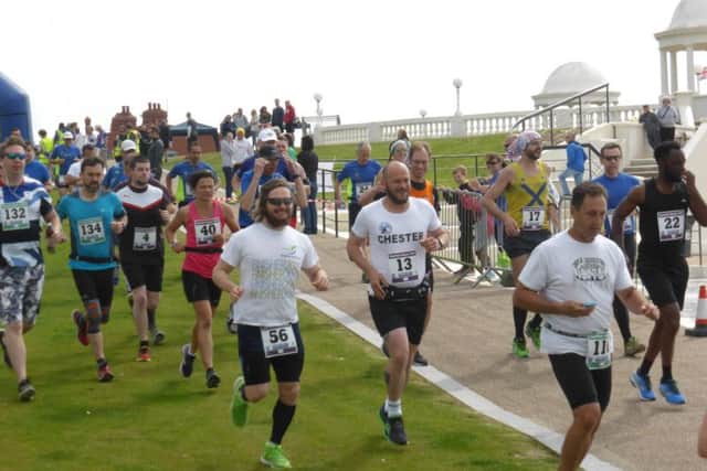 Some more of the competitors begin last year's races from the lawns by the De La Warr Pavilion.