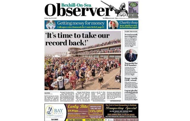 Today's Bexhill Observer front page SUS-170331-092204001