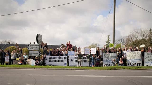 Campaigners at Adversane crossroads on April Fools Day. Photo: Jono