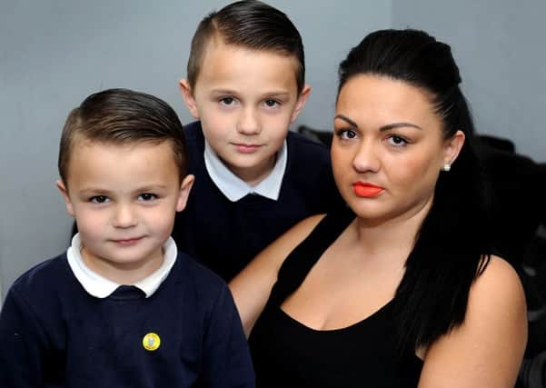 A mother has spoken of her horror after a man attacked her five year old in Crawley town centre. Nadia Winnifrith with her sons Ryder and Bobby. Pic Steve Robards SR1706058 SUS-170327-220004001