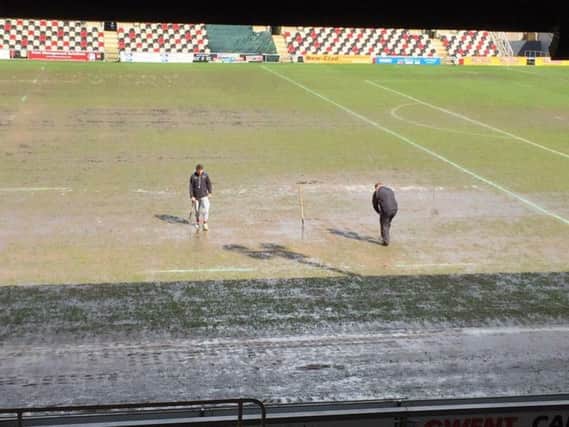 The Newport County pitch at Rodney Parade before kick-off.
Picture by Steve Herbert