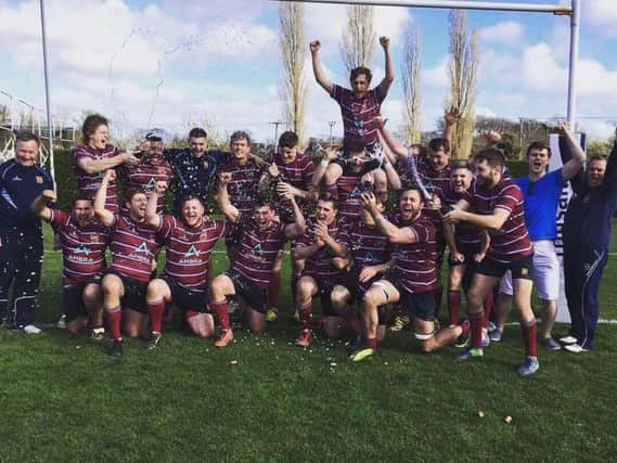 Crawley Rugby Club celebrate winning the Sussex League.