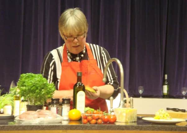 Rosemary Moon at her cooking demonstration