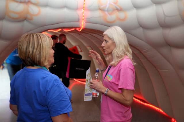 An inflatable colon at Churchill Sqaure will aim to raise awarness of bowel cancer symptoms SUS-170604-151042001