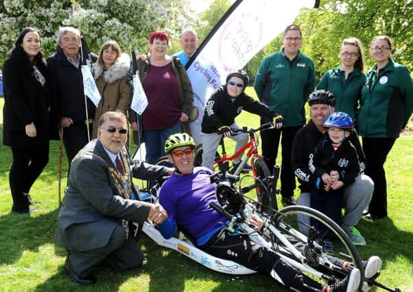 Rob Groves with mayor Raj Sharma and supporters. Picture: Steve Robards