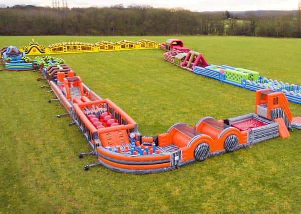 An aerial view of the Labyrinth obstacle course