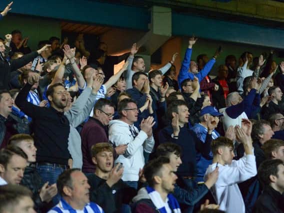 Albion fans celebrate the win at QPR last night. Picture by Phil Westlake (PW Sporting Photography)