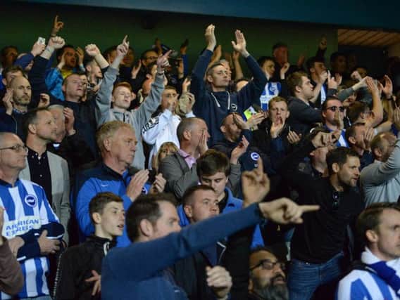 Albion fans cheer on their side. Picture by Phil Westlake (PW Sporting Photography)