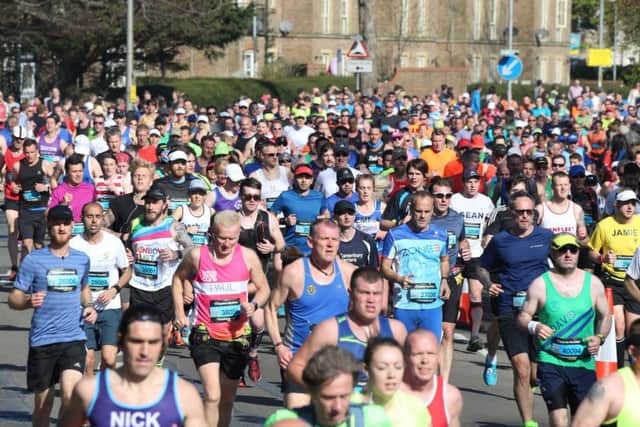 On a sunny April day, the elite runners took on the 26.2 mile race starting at Preston Park. Picture: Eddie Mitchell