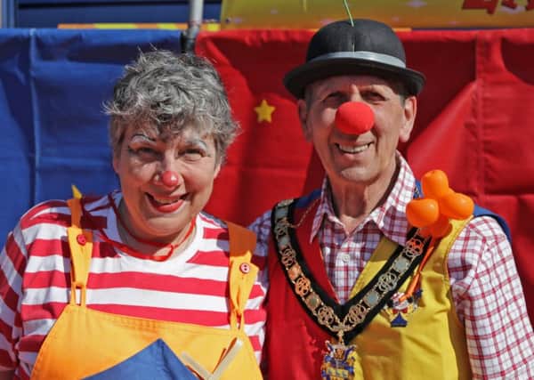 Lead organiser Bubblz and town mayor Pat Dillon. Pic: Neil Cooper